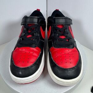 Nike‎ Court Vision Low Boys Black Red Basketball Sneakers Shoes Size 2.5